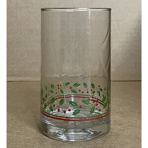 Vintage Arby's Restaurant Holly Berry Christmas Holiday Drinking Glass 1983